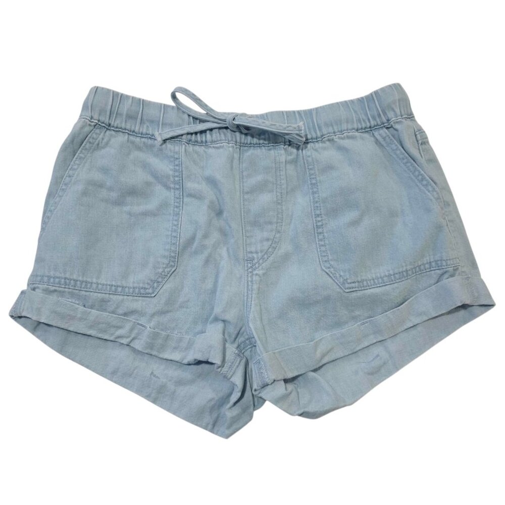 Volcom Sunday Strut Jean Shorts Light Blue Denim Roll Cuff Casual Womens Small